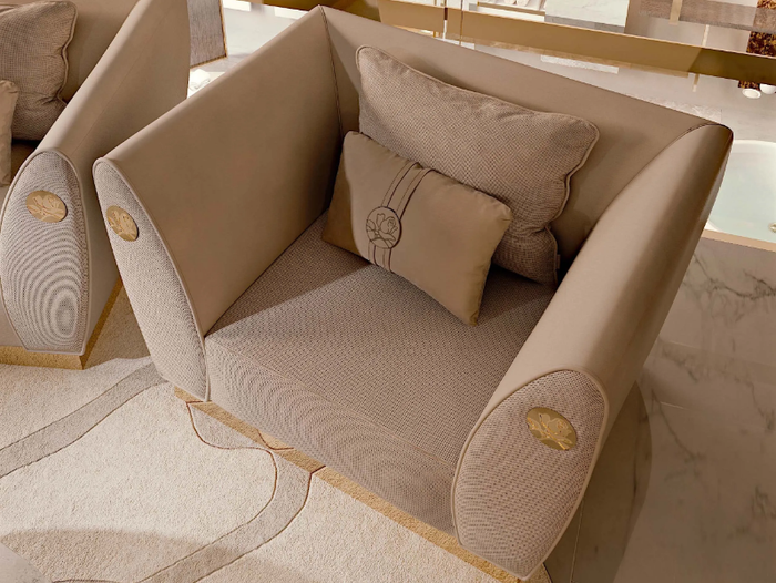 SYMPHONY - Fabric armchair with armrests _ Bizzotto Italia